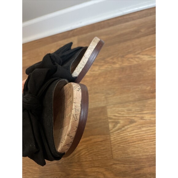 Sam & Libby Black Velvet Bow Cork Slide Sandals - Picture 6 of 7